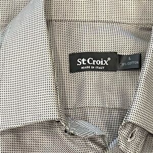 St. Croix Men's Long Sleeve Gray Dress Shirt Vintage 100% Cotton Italy